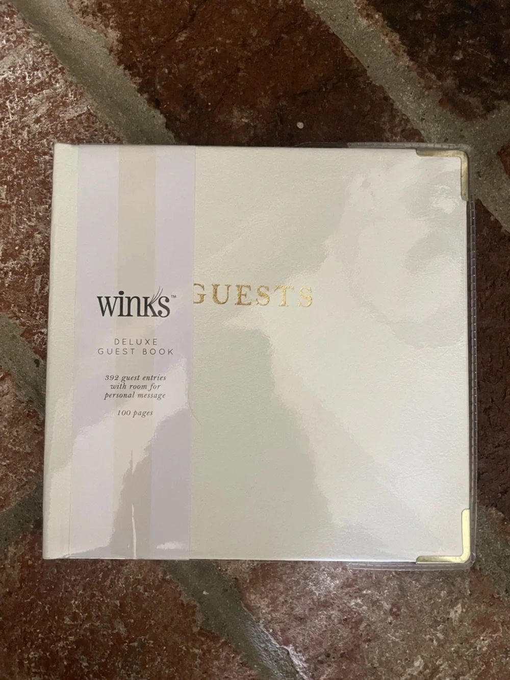 Winks Guest Book with Gold Foil Script 6.5x6.5” by Paper Peony Press
